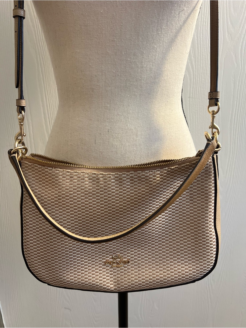 Coach Legacy Jacquard Sutton Crossbody Purse in Tan
